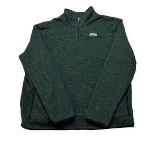 Eddie Bauer Pullover Mens XXL Green Quarter Zip Fleece Sweater Lined 5761